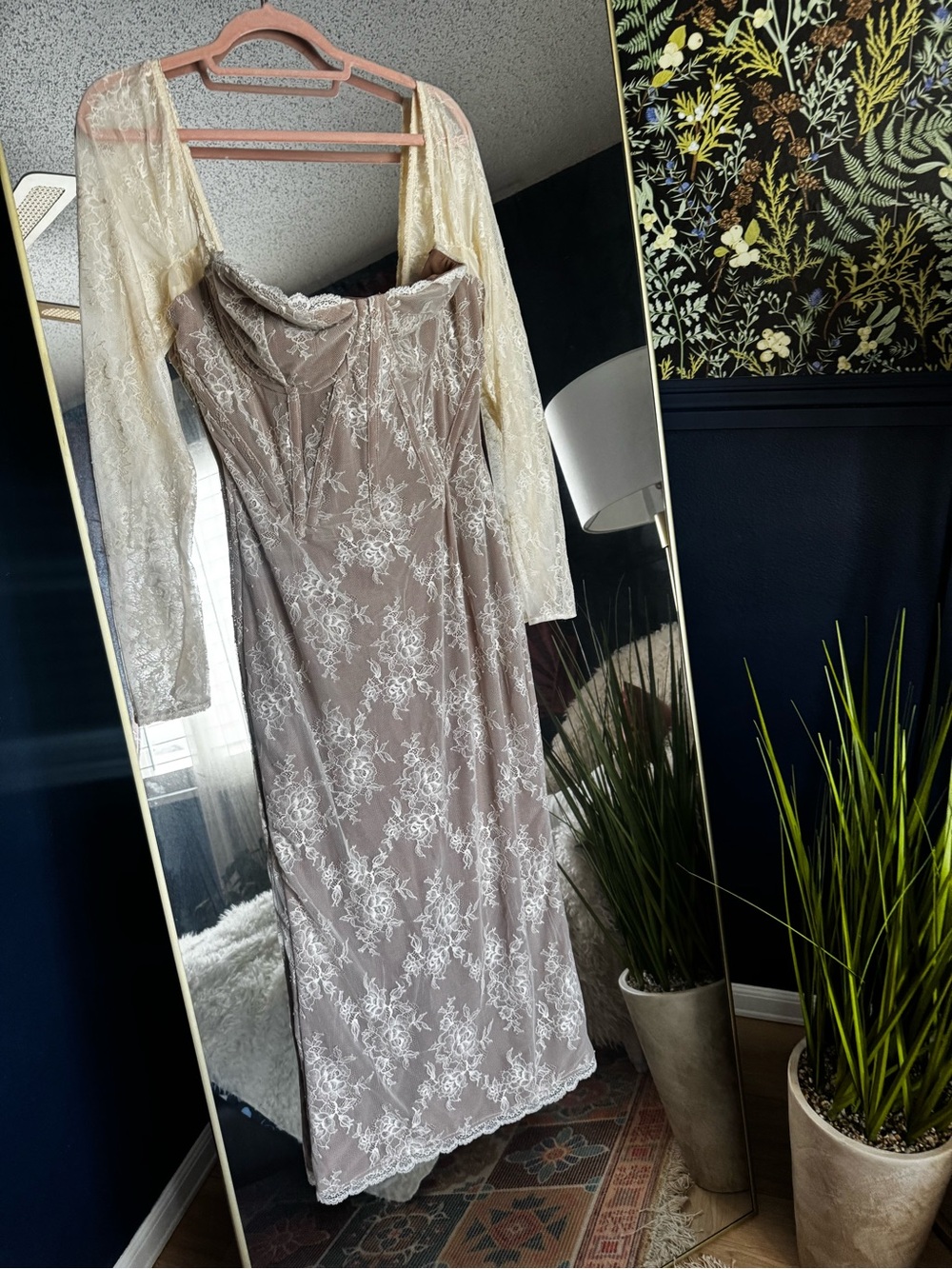 NWOT HOUSE OF CB Saisha Ivory Midi Dress/Size XL bigger cup